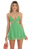 Floral Cutout Dress in Green