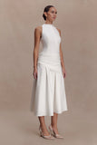 Emily Wrapped Waist Midi Dress White