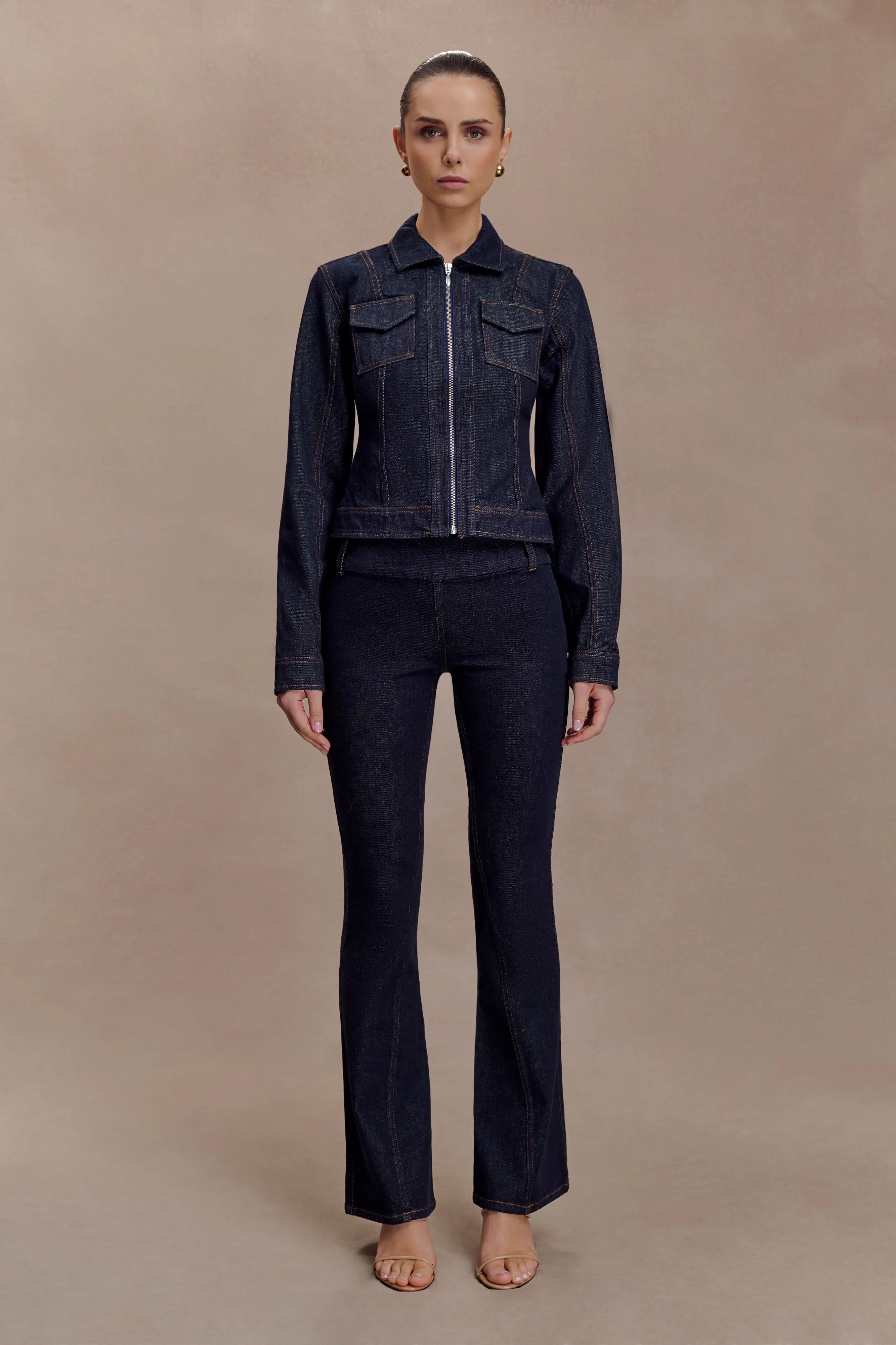 Shelly Flared Denim Jeans Washed Indigo Blue