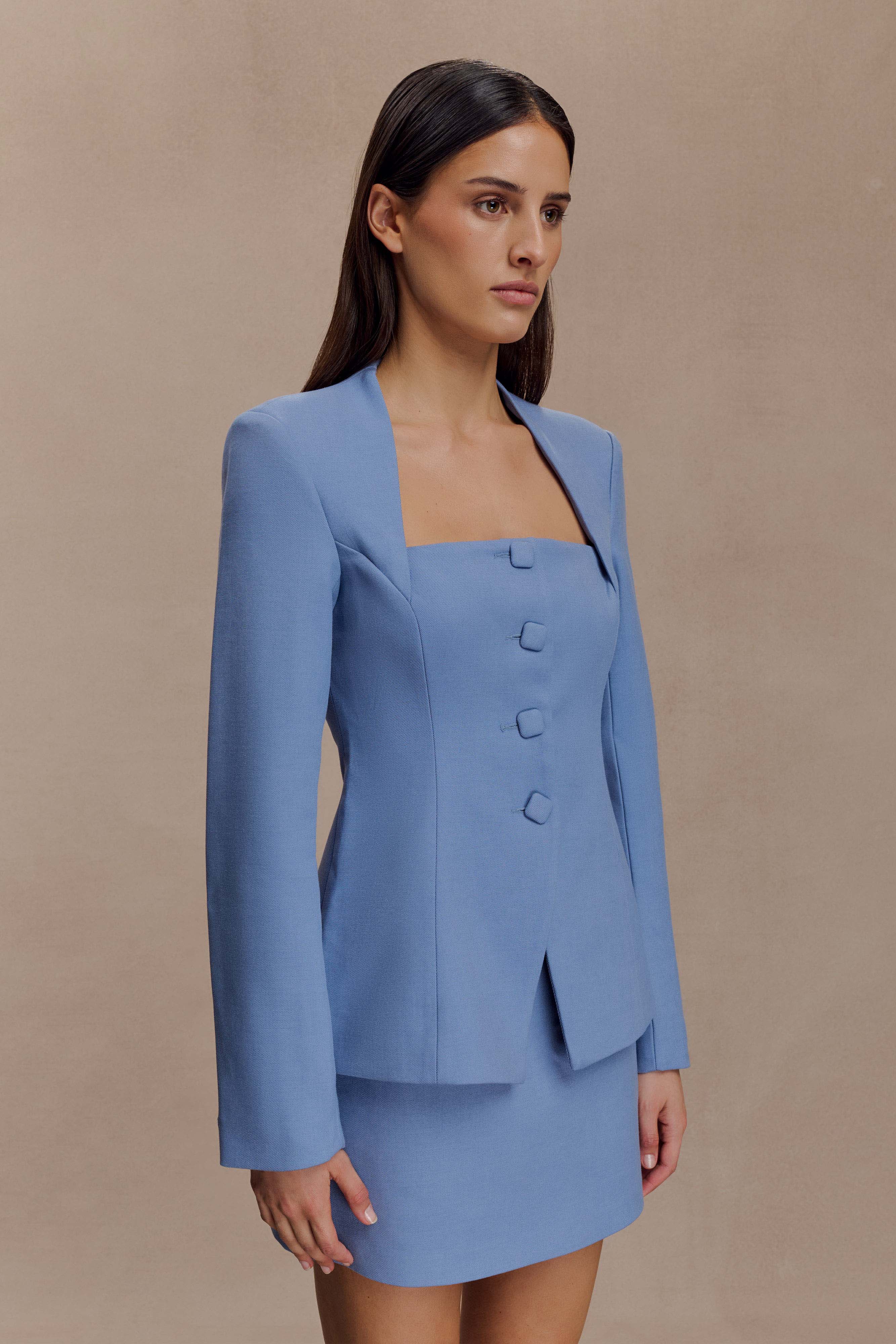 Gina Suiting Mini Skirt Ocean Blue