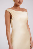 Yvette Slip Maxi Dress With Asymmetrical Hem Butter