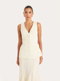 Cream Tie Belt Detail Button Waistcoat