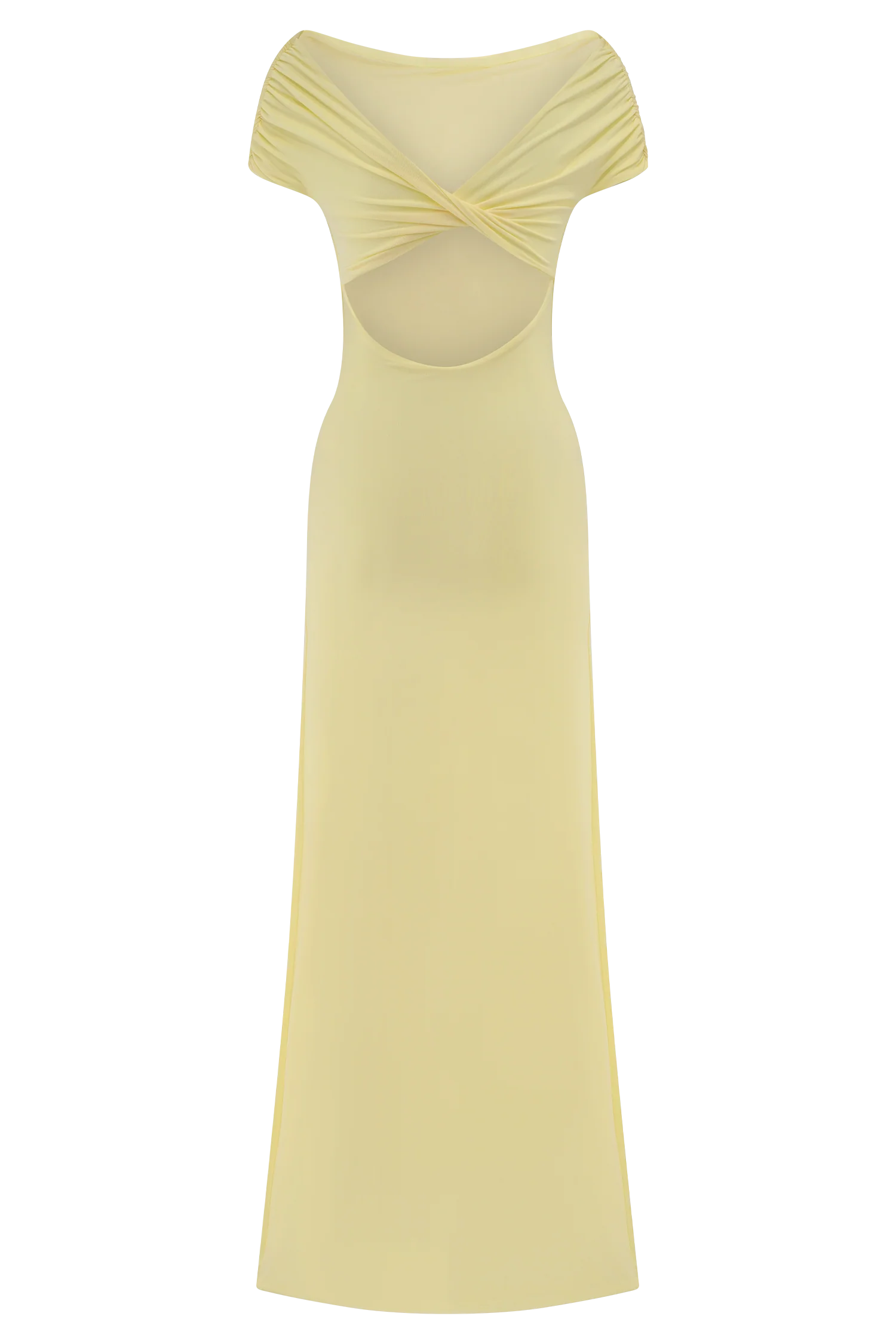 Imogen Off Shoulder Slinky Maxi Dress Lemon