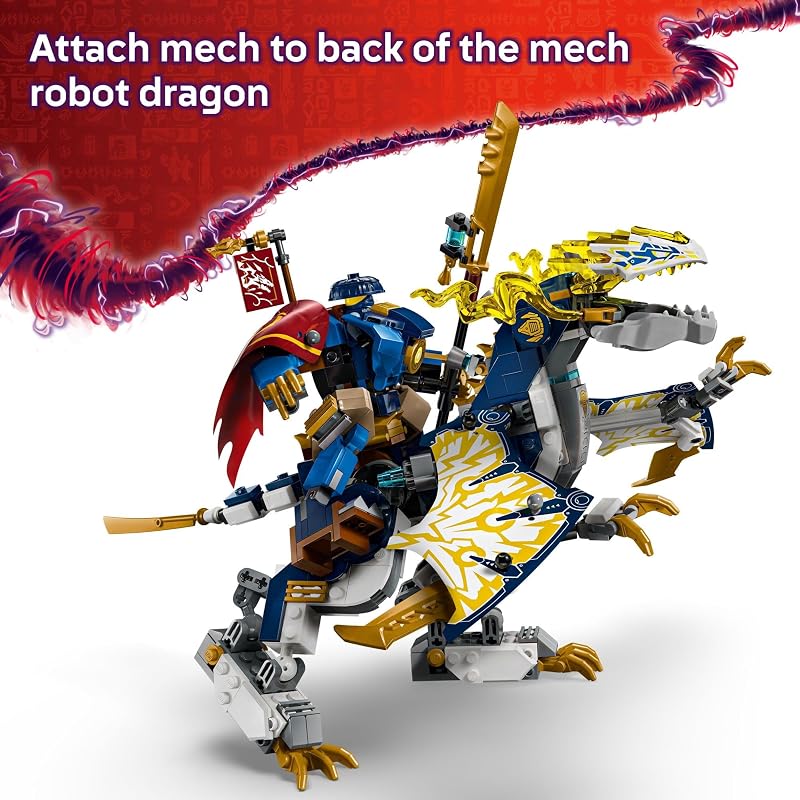 LEGO NINJAGO Rogues Mech Dragon Rider Building Toy Dragons Rising Play Set 4 Ninja Toy Minifigures for Boys Girls Ages 8 2 Ways to Build Play Gift Idea for Birthdays 71843