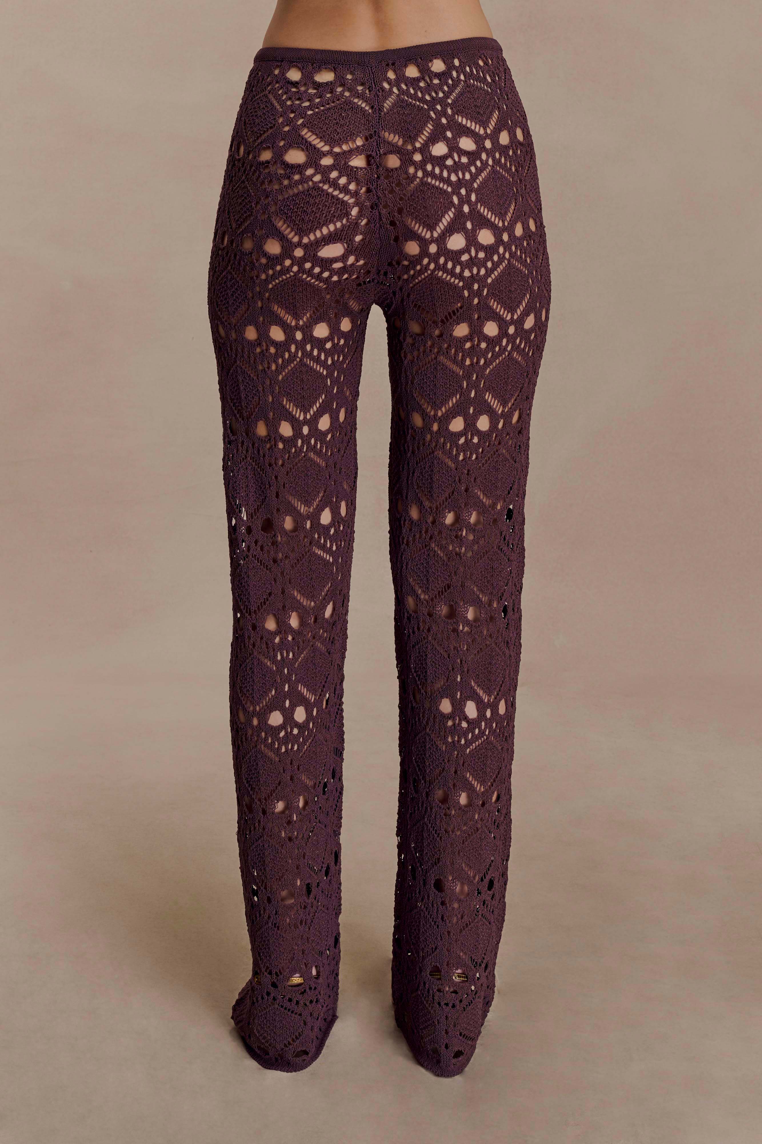 Trena Crochet Knit Pants Chocolate