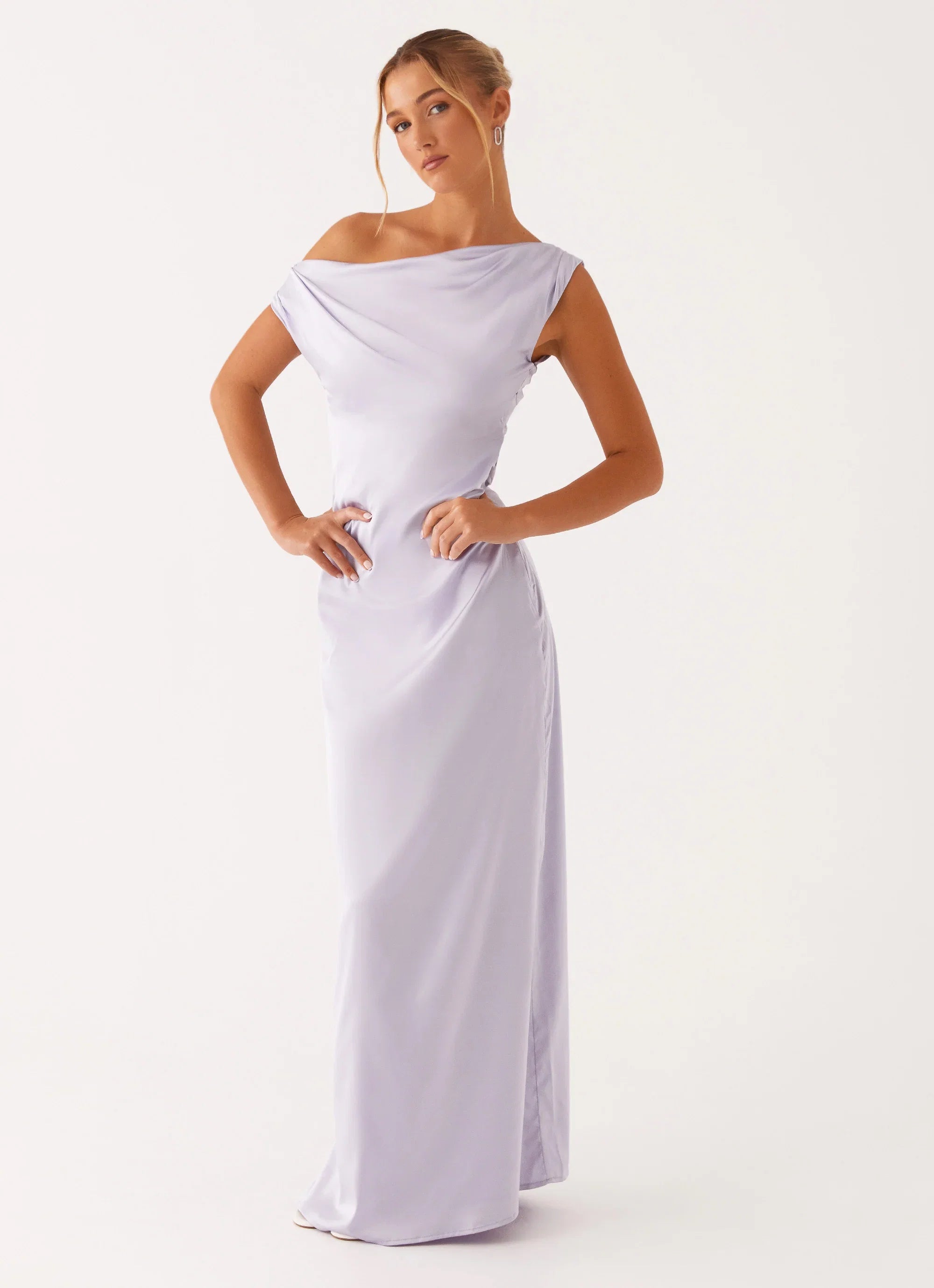 Heart Of Glass Satin Maxi Dress Lilac