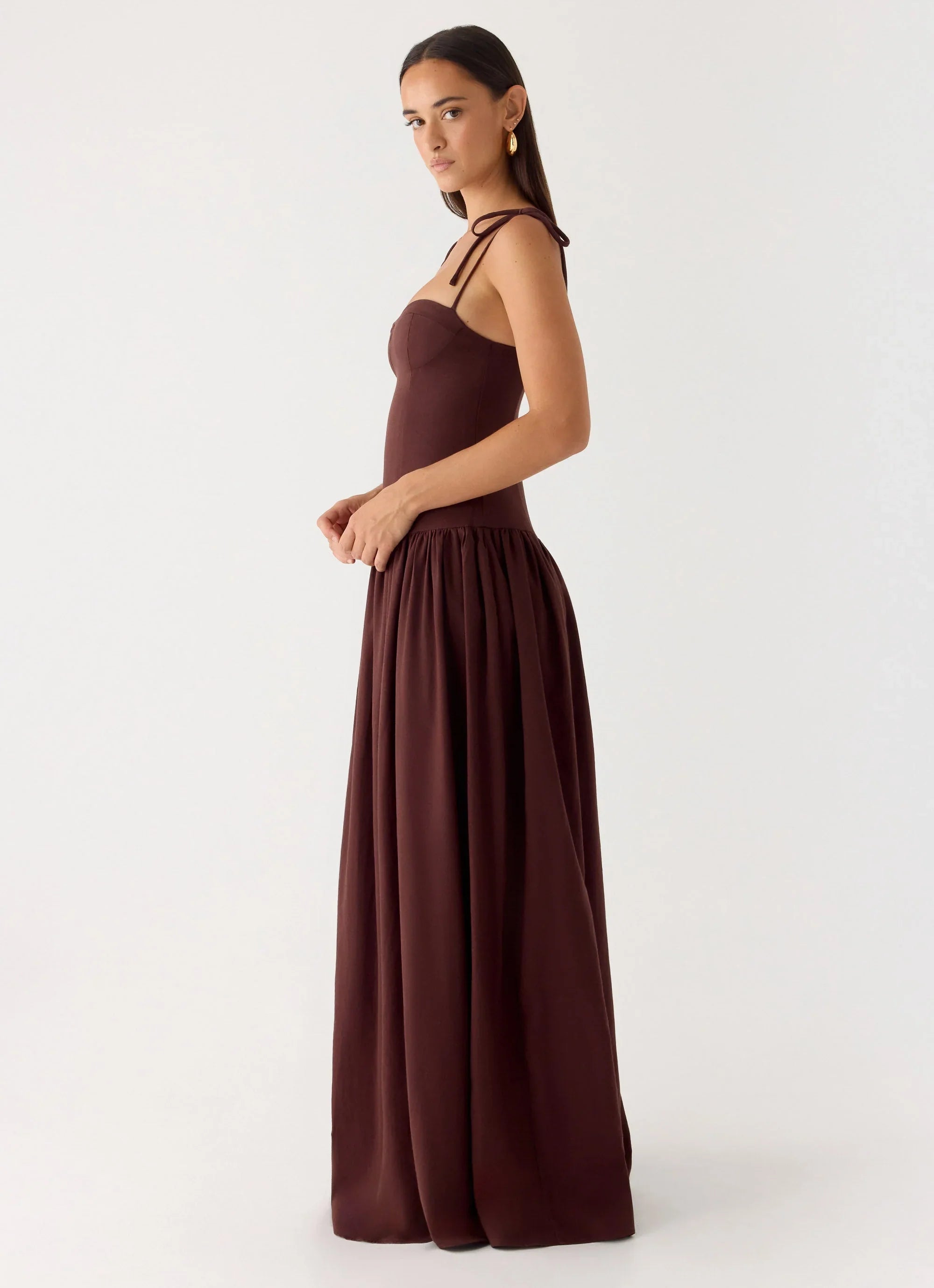 Giovanna Linen Maxi Dress Chocolate Drizzle