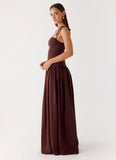 Giovanna Linen Maxi Dress Chocolate Drizzle