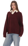 Knit Rugby Jumper in Burgundy