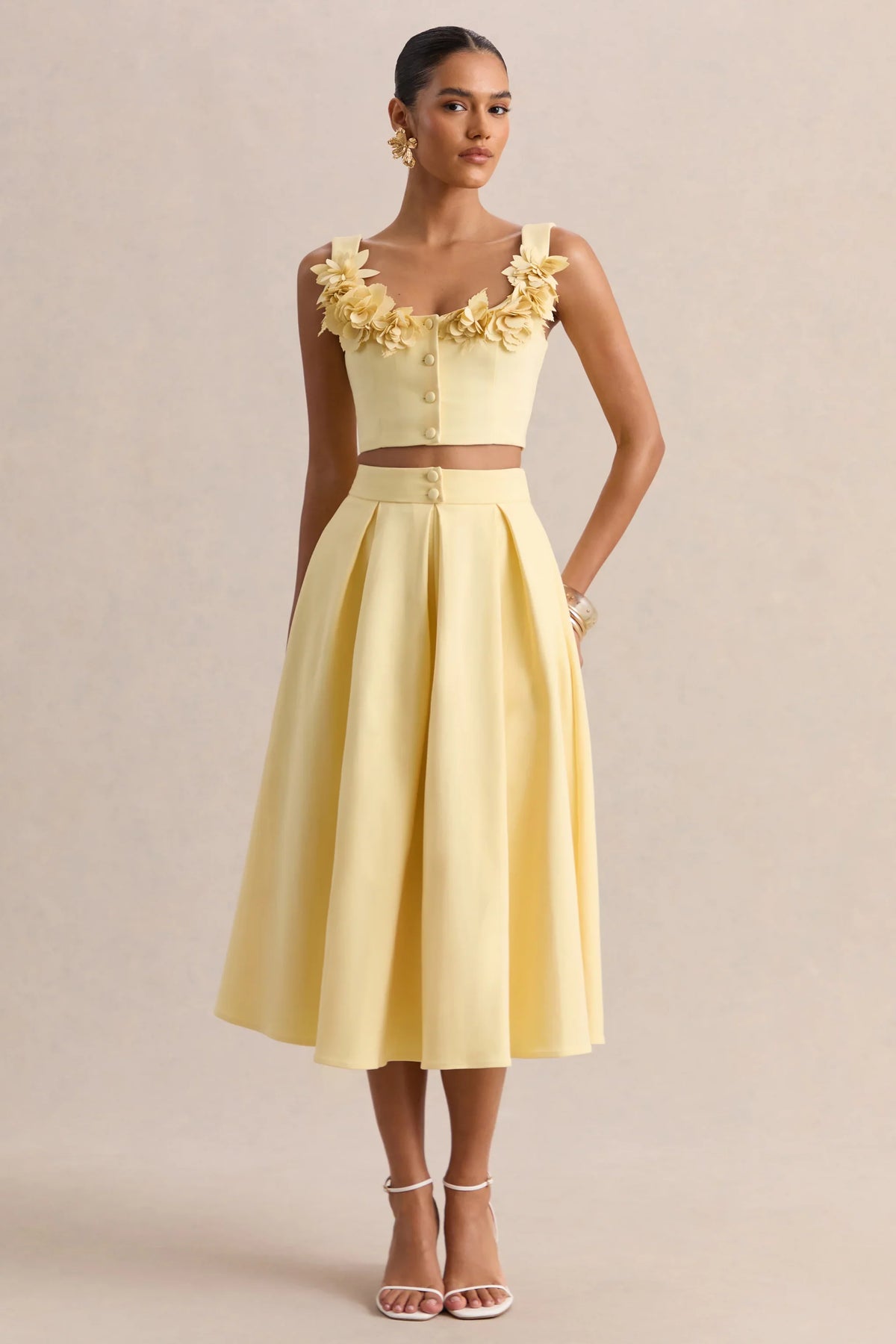 Joy Lemon A Line Midi Skirt