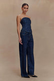 Laina Mid Rise Diamante Denim Jeans Midnight Blue