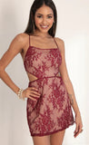 Tara Floral Lace Cutout Dress in Merlot