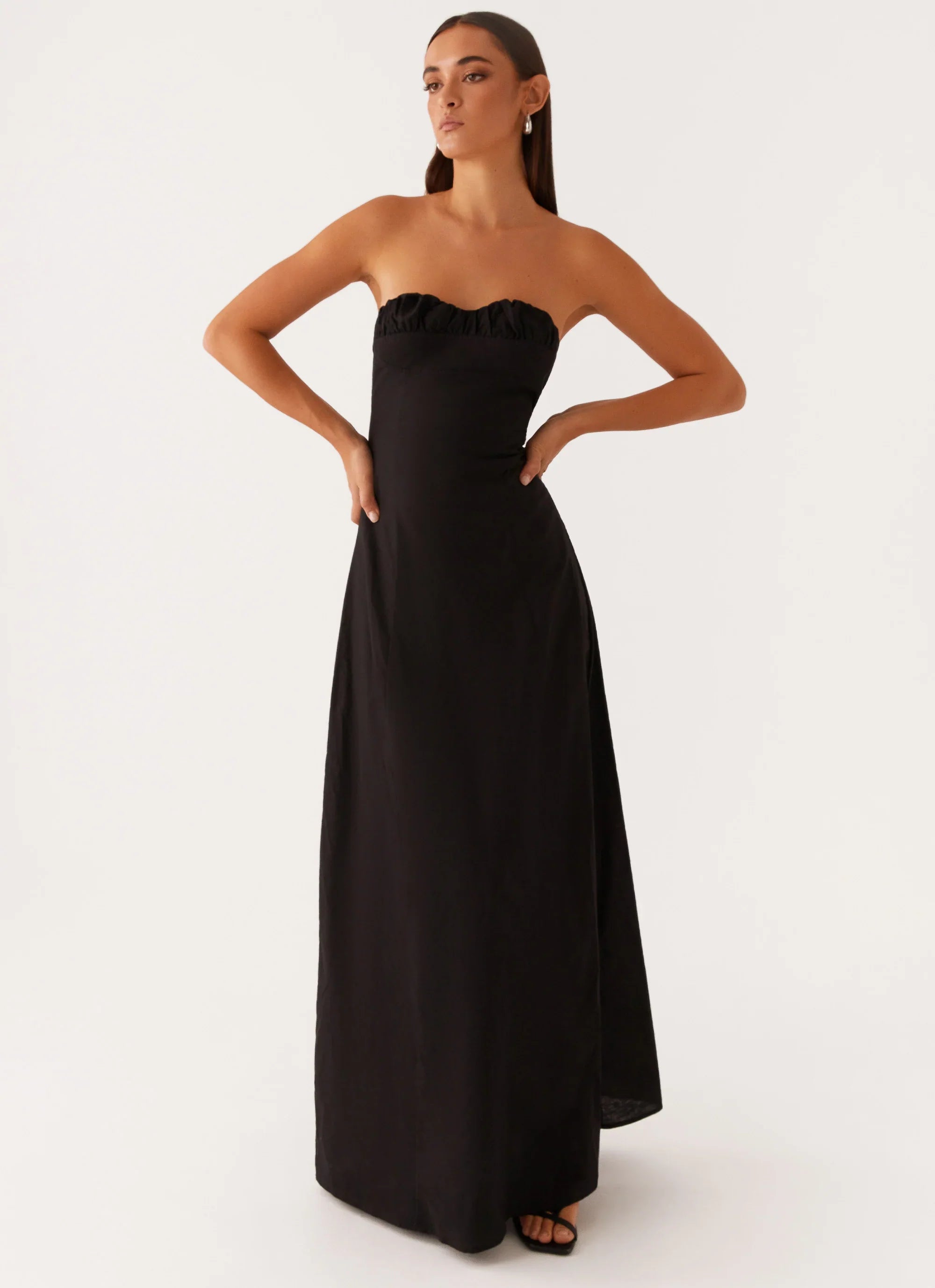 Tayla Linen Maxi Dress Black