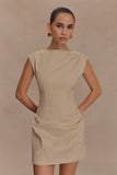 Doris Sleeveless Mini Dress Camel