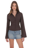 Pinstripe Button Up Shirt in Brown