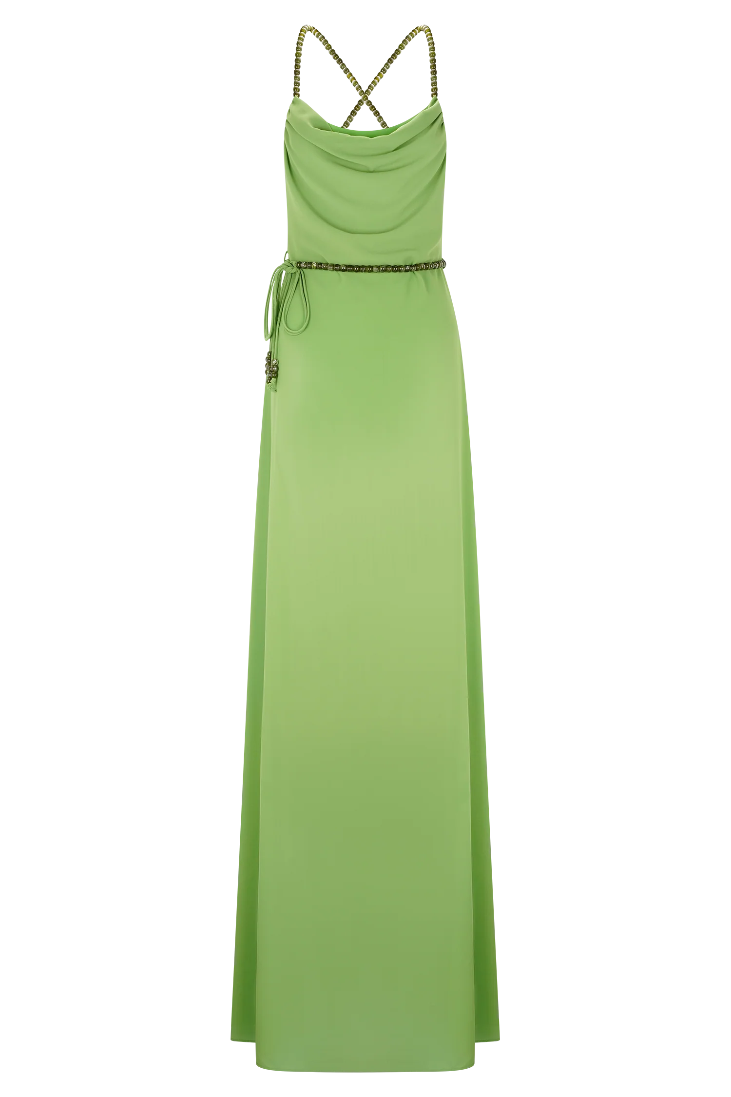 Elaine Chiffon Beaded Maxi Dress Green