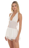 Dotted Halter Smocked Romper in White