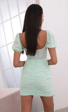 Ruched Cutout and Ties Dress Mint Green