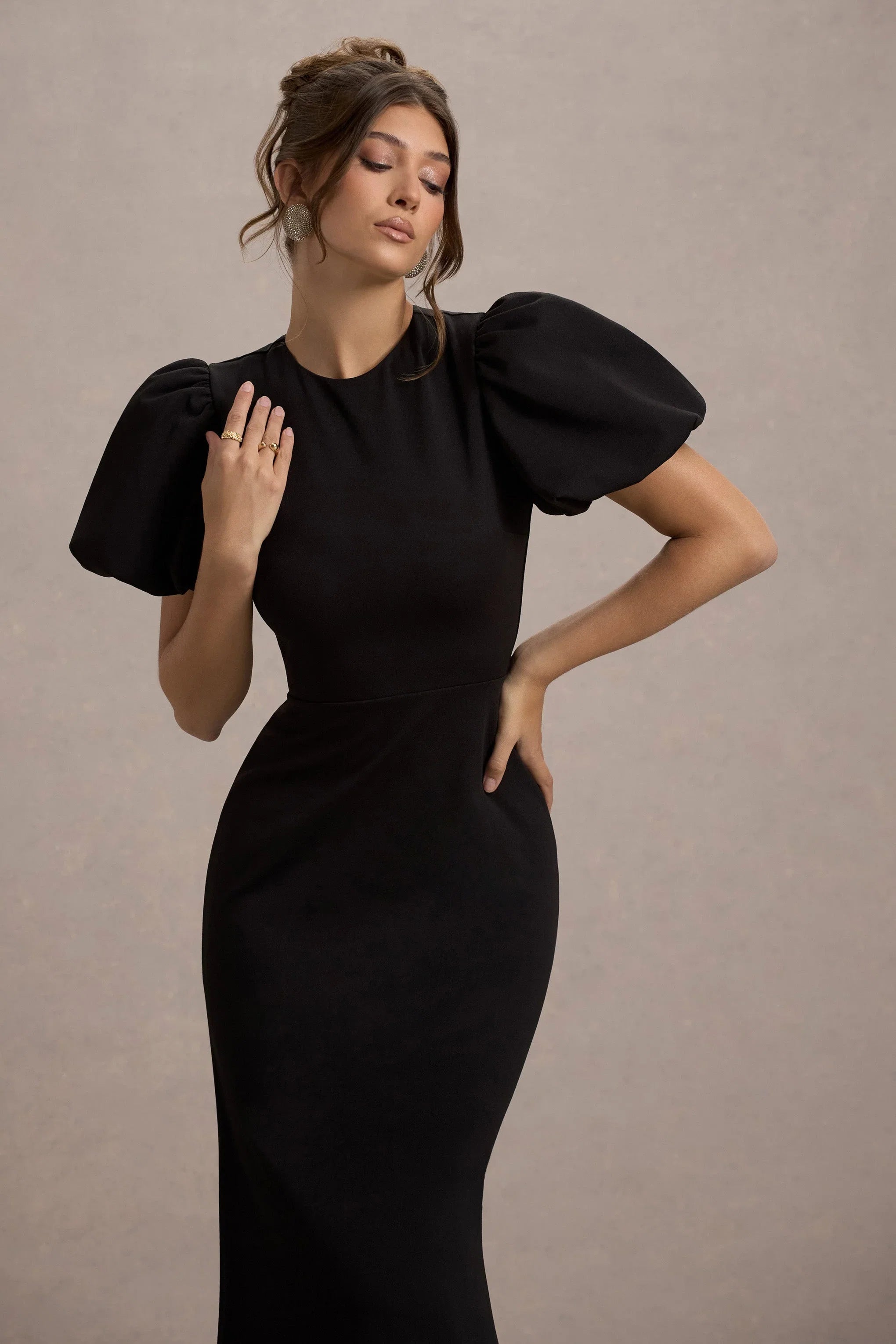 Love Letters Black Puff Sleeve Maxi Dress