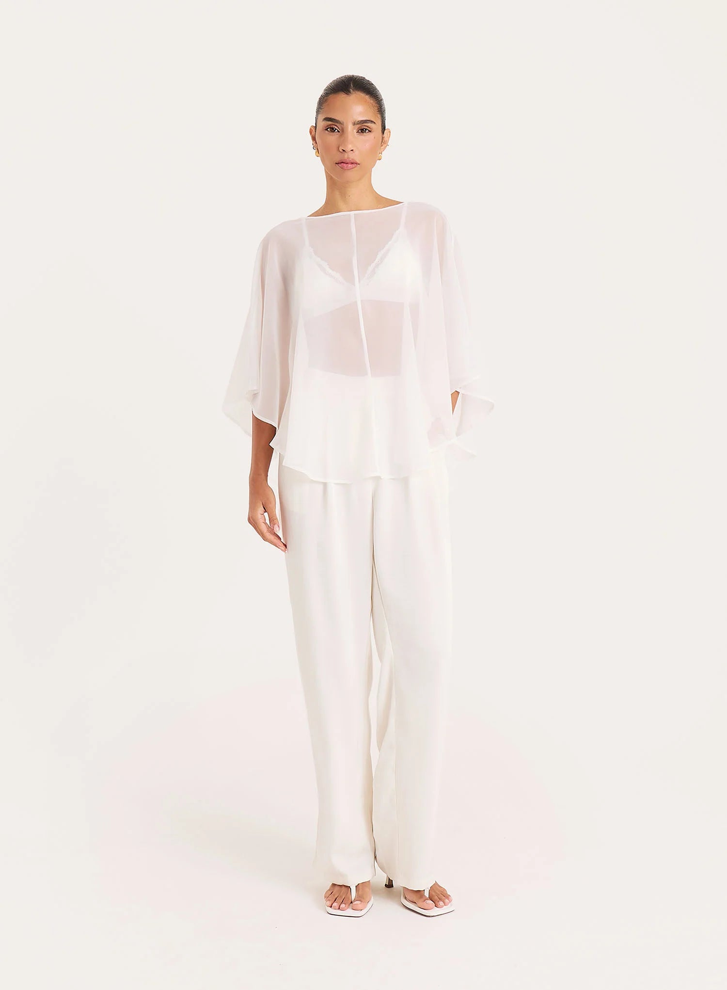 Cream Sheer Cape Top