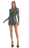 Sequins Crepe Corset Dress in Silver