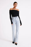 Lucinda Recycled Nylon Off Shoulder Top Black