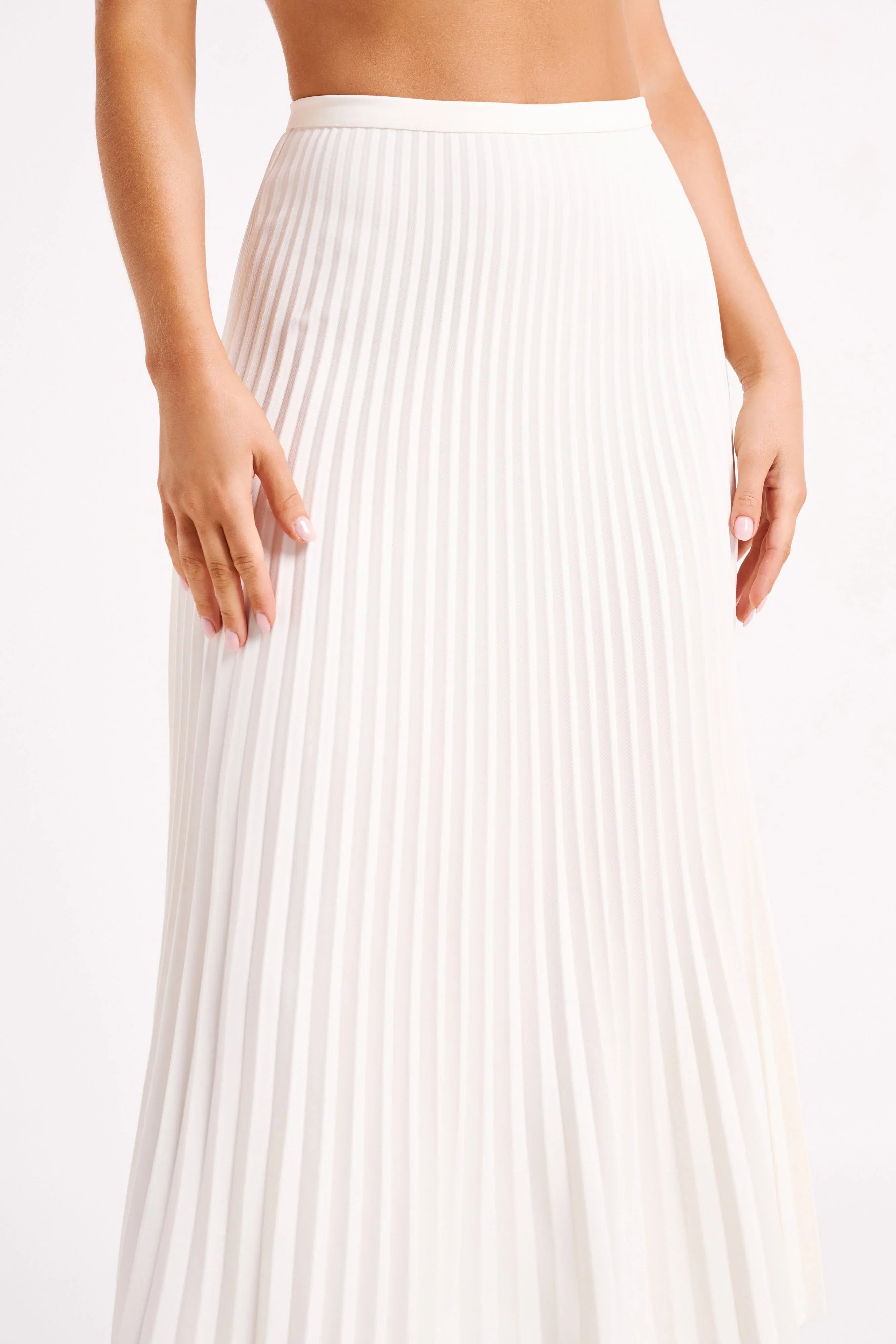 Twyla Pleated Suiting Maxi Skirt Ivory