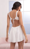 Cutout Dress in White Dotted Chiffon