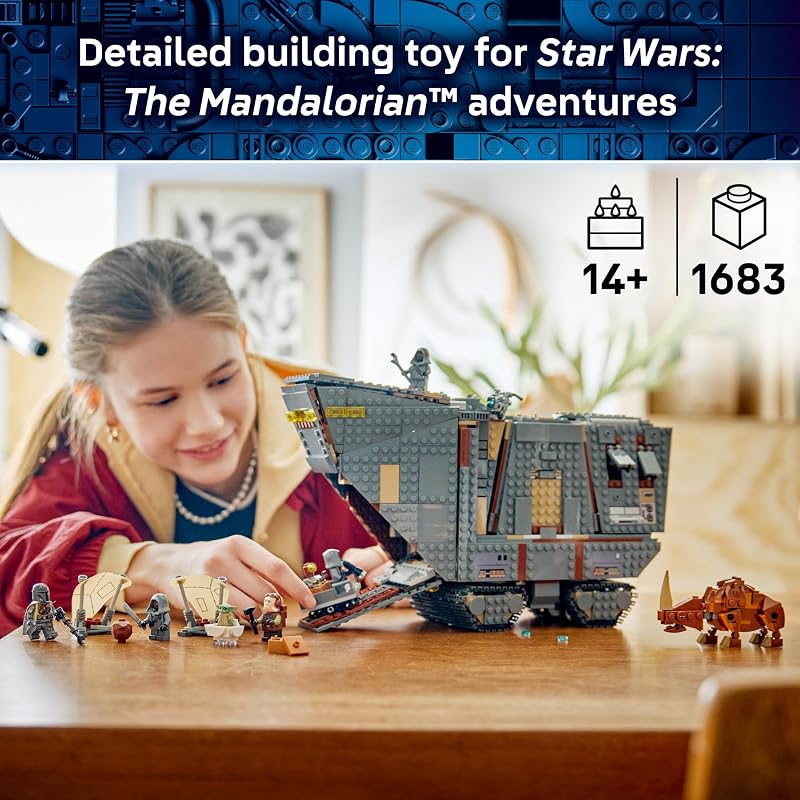 LEGO Star Wars Offworld Sandcrawler and Mudhorn 75453 Building Toy for Boys Girls Ages 14 Movie Playset 5 Minifigures Grogu Figure 1683 pieces Gift for Birthdays