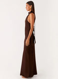 Keena Scarf Maxi Dress Chocolate