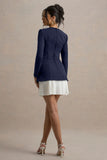 Lysette Navy Sweetheart Long Sleeve Stretch Mini Dress