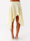 Kia Low Rise Asymmetrical Midi Skirt Yellow