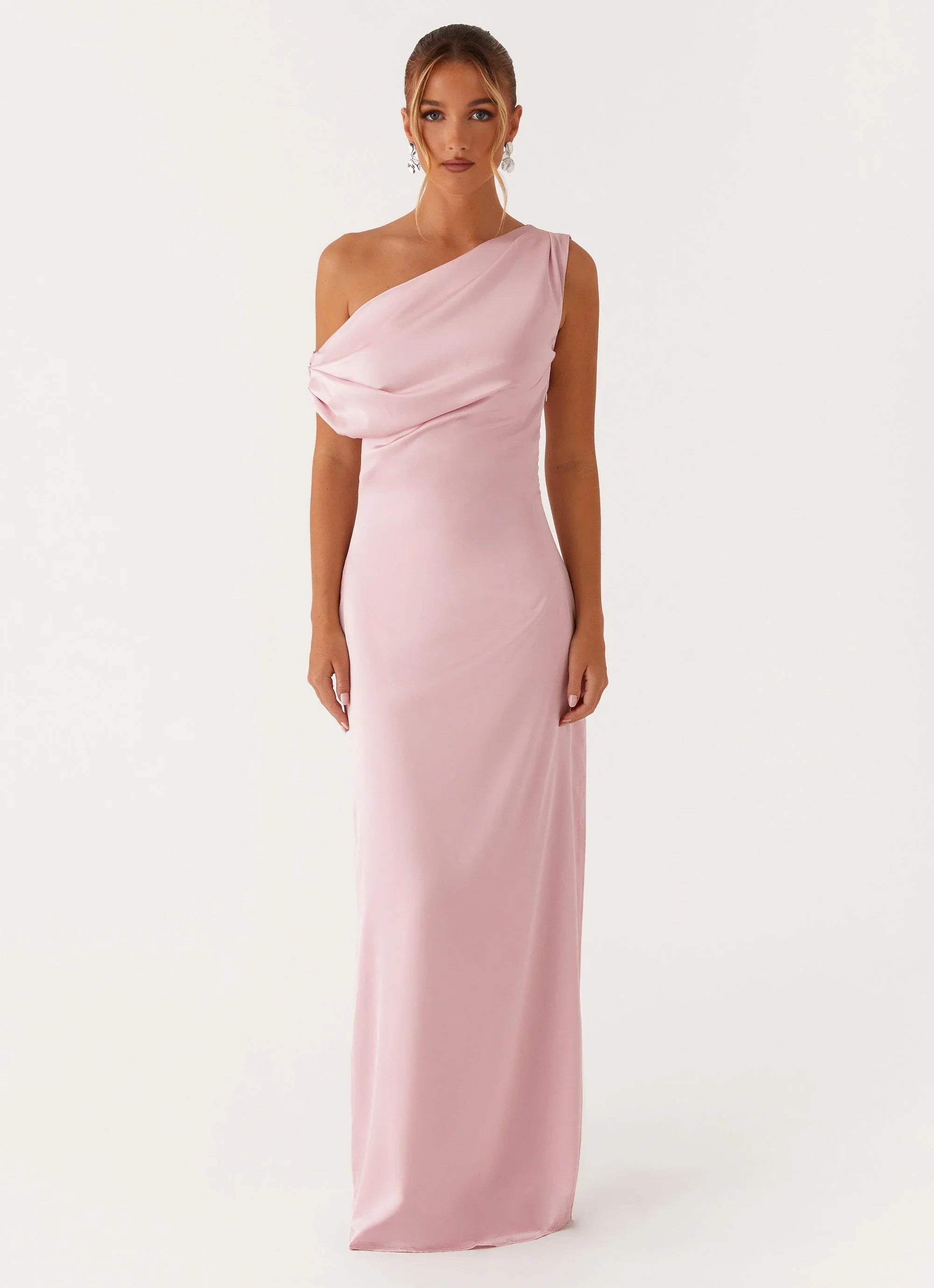 Heart Of Glass Satin Maxi Dress Pink