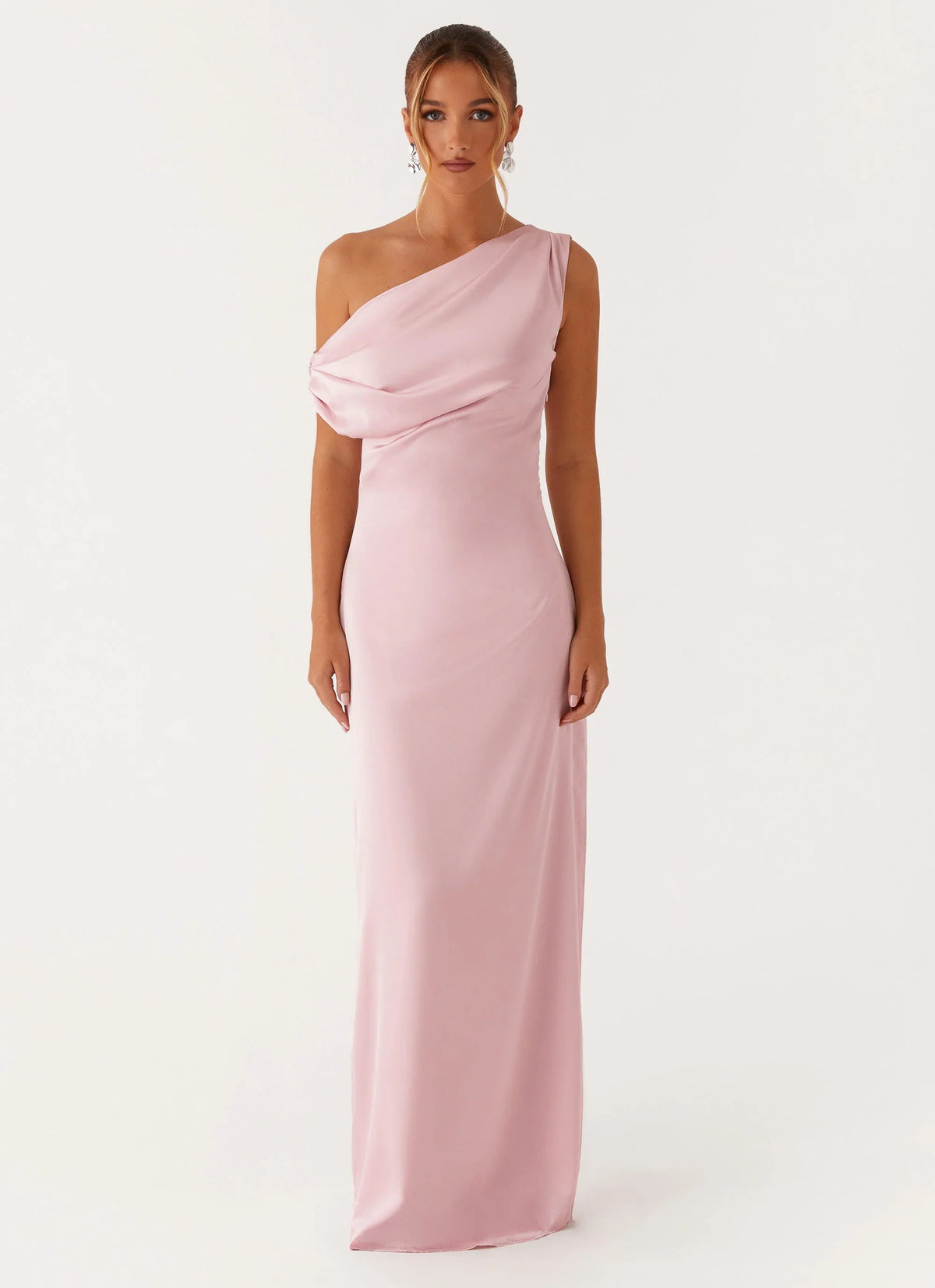 Heart Of Glass Satin Maxi Dress Pink