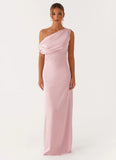 Heart Of Glass Satin Maxi Dress Pink