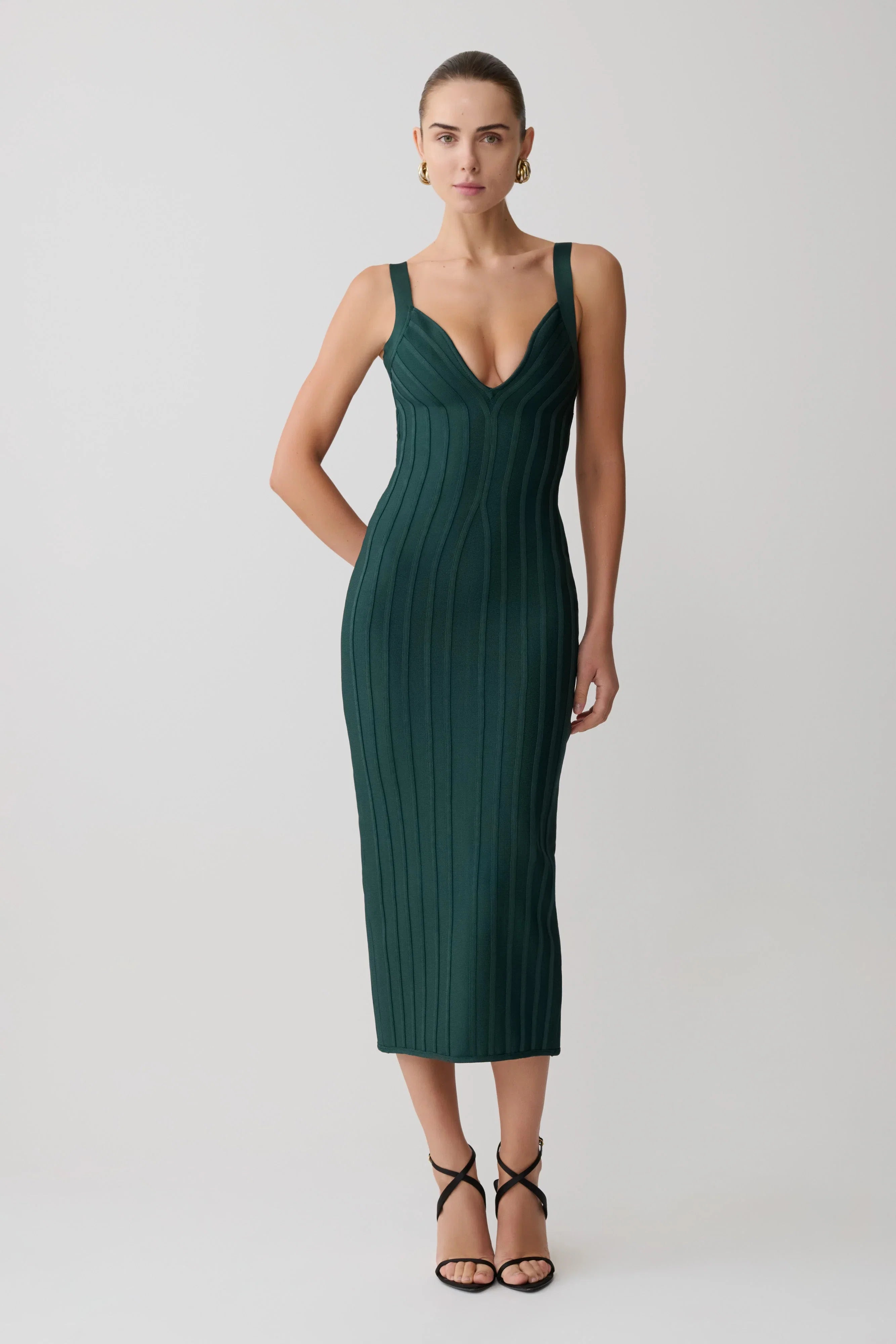 Gia Bandage Knit Midi Dress Teal