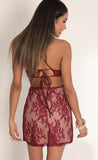 Tara Floral Lace Cutout Dress in Merlot