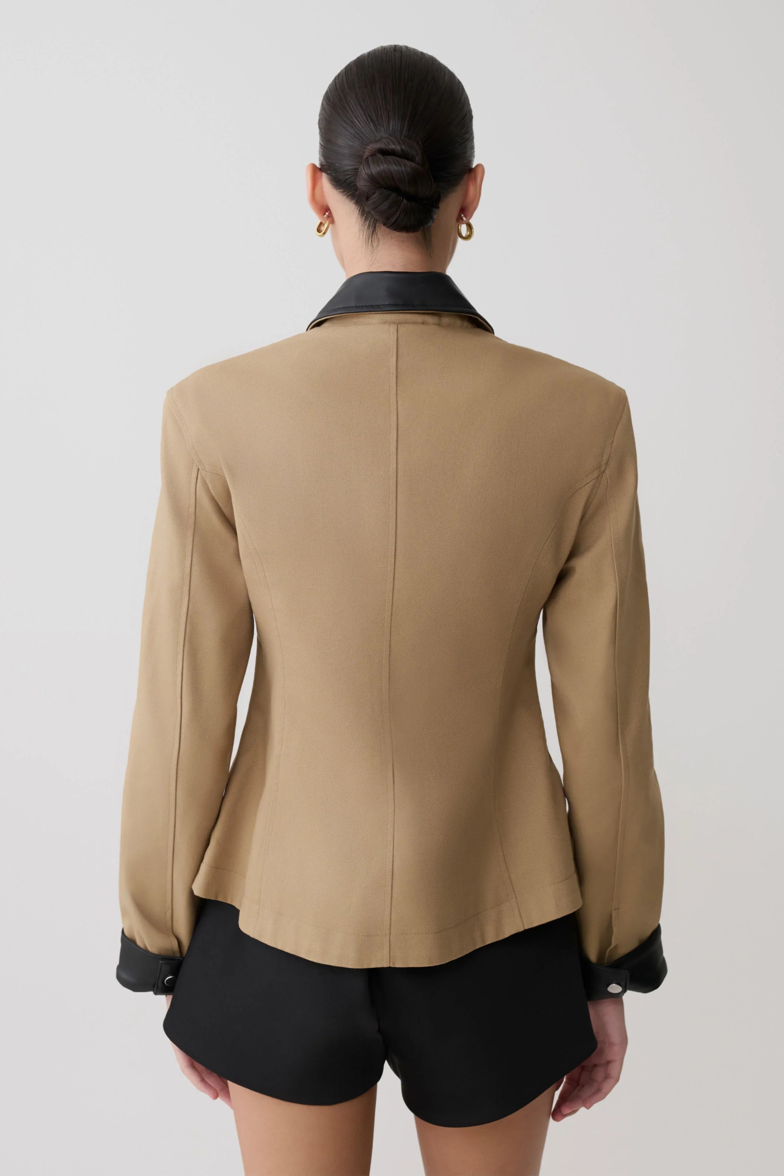Solange Zip Up Collared Jacket Natural