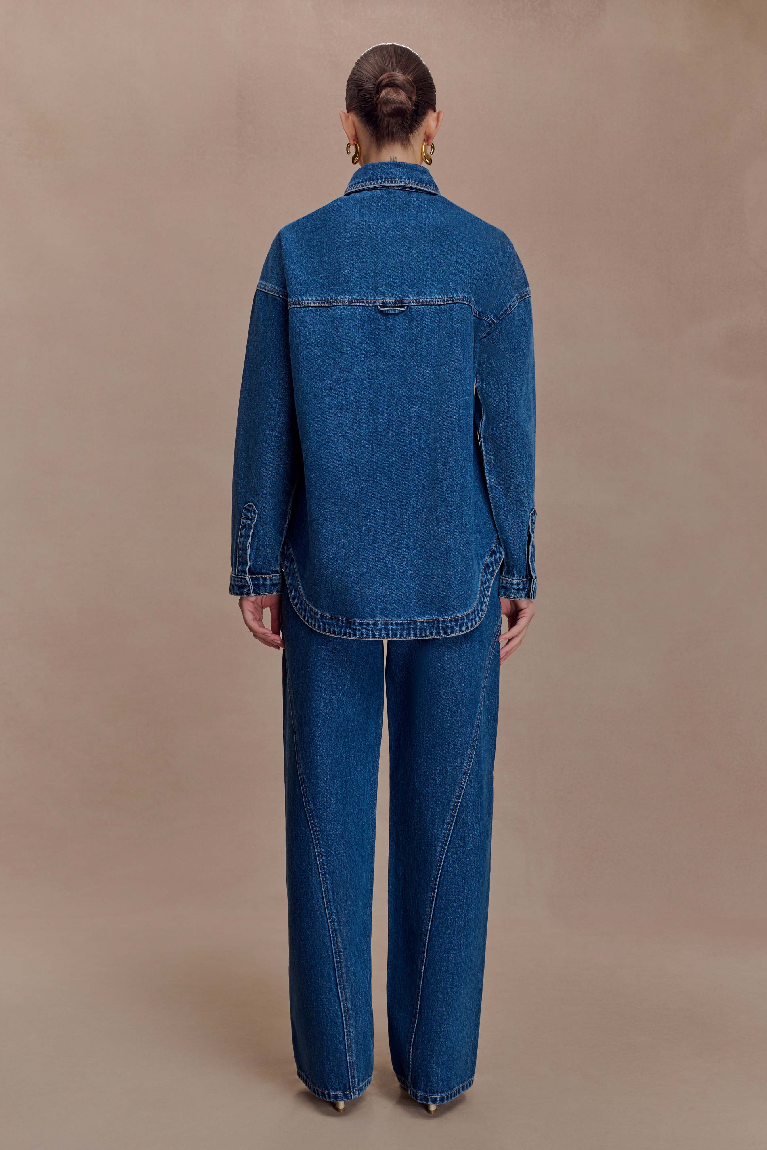 Lioda Oversized Denim Shirt Dark Blue