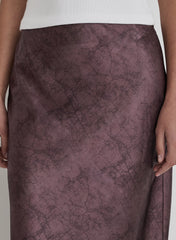 Plum Printed Satin Maxi Skirt