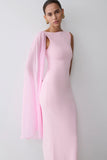Farid Bandage Midi Dress With Chiffon Baby Pink