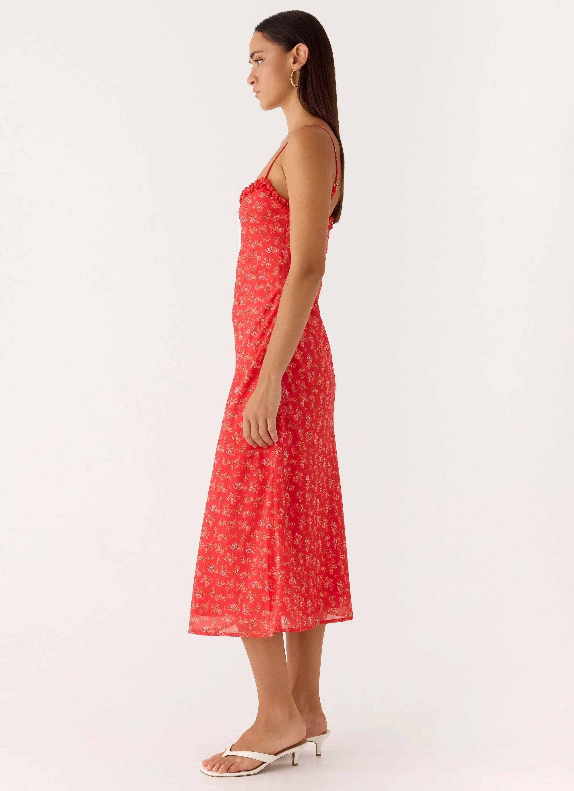 Kahlo Midi Dress Magenta Red Rose