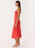 Kahlo Midi Dress Magenta Red Rose