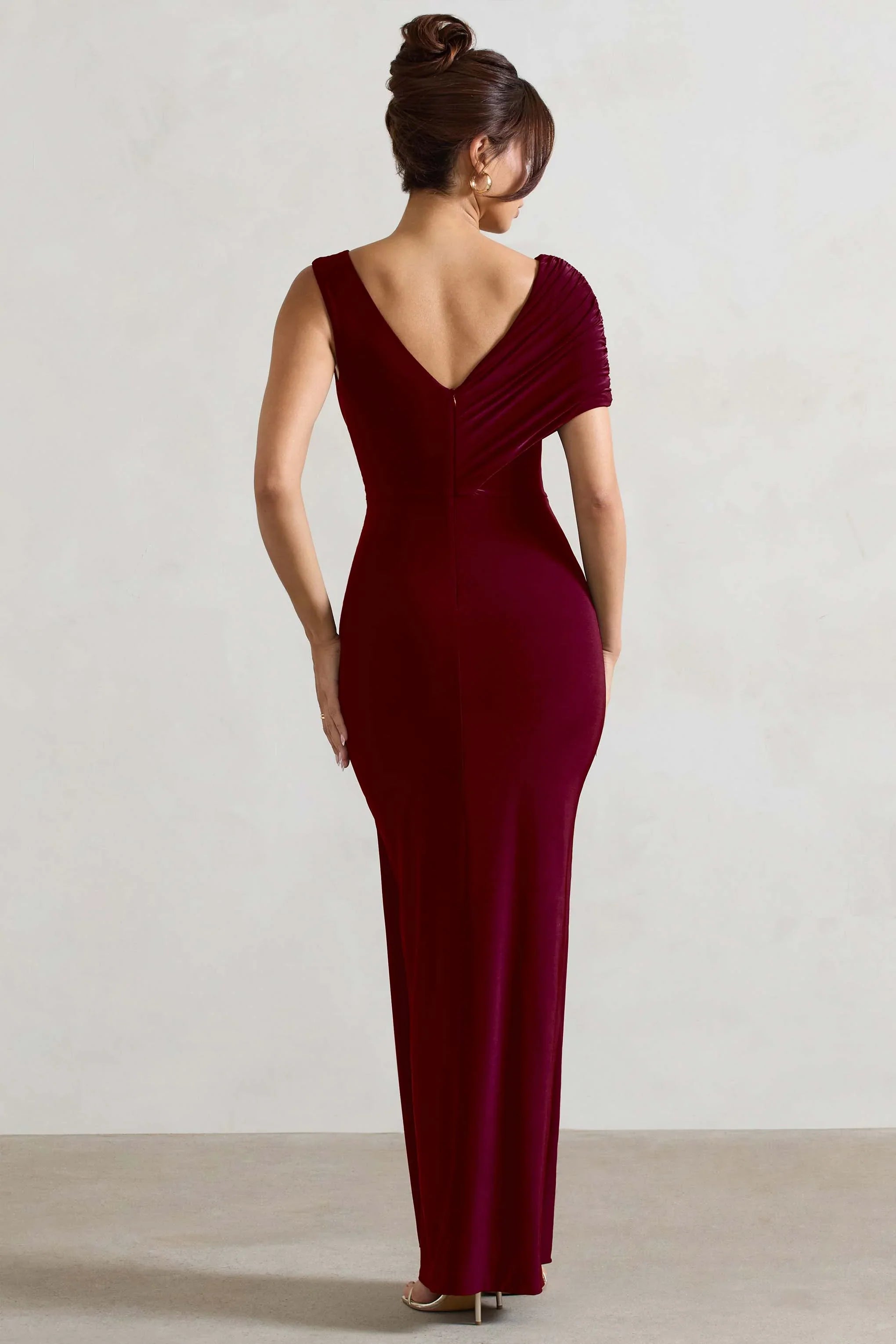 Capella Berry Asymmetric Wrap Maxi Dress