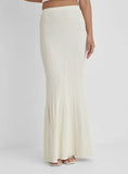 Cream Rib Knit Maxi Skirt