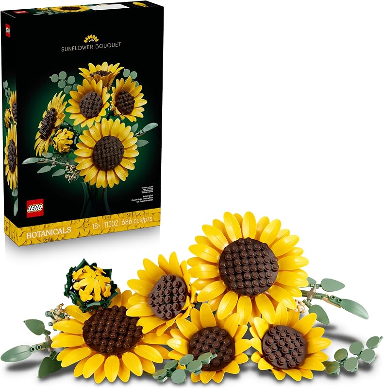 LEGO Botanicals Sunflower Bouquet Building Set for Adults Ages 18 Gift for Birthdays Artificial Flowers for Home Office Bedroom or Desk Decor 11502