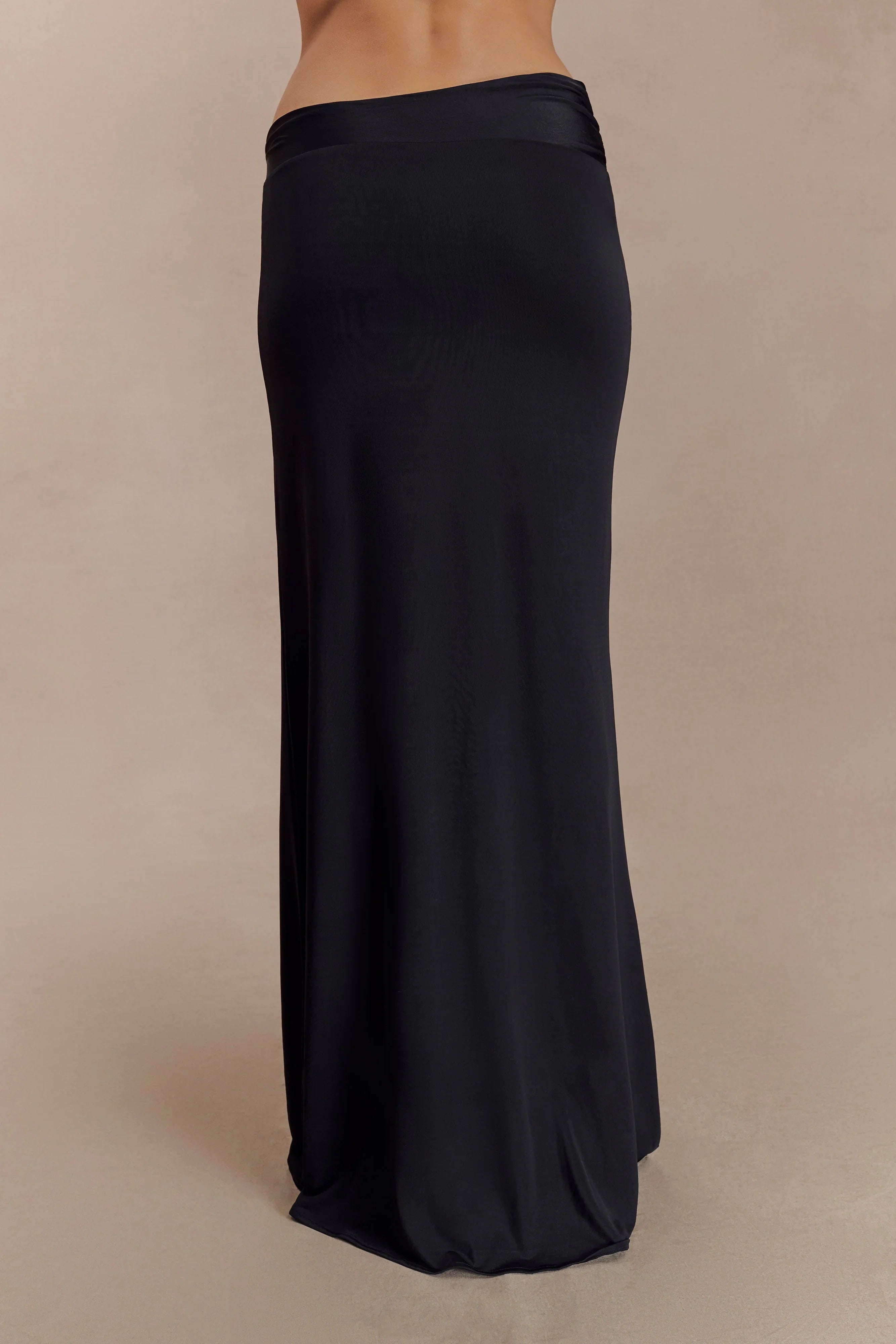 Ainsley Asymmetrical Maxi Skirt With Floral Hardware Black