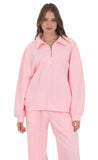 Quarter Zip Up Jumper in Pink