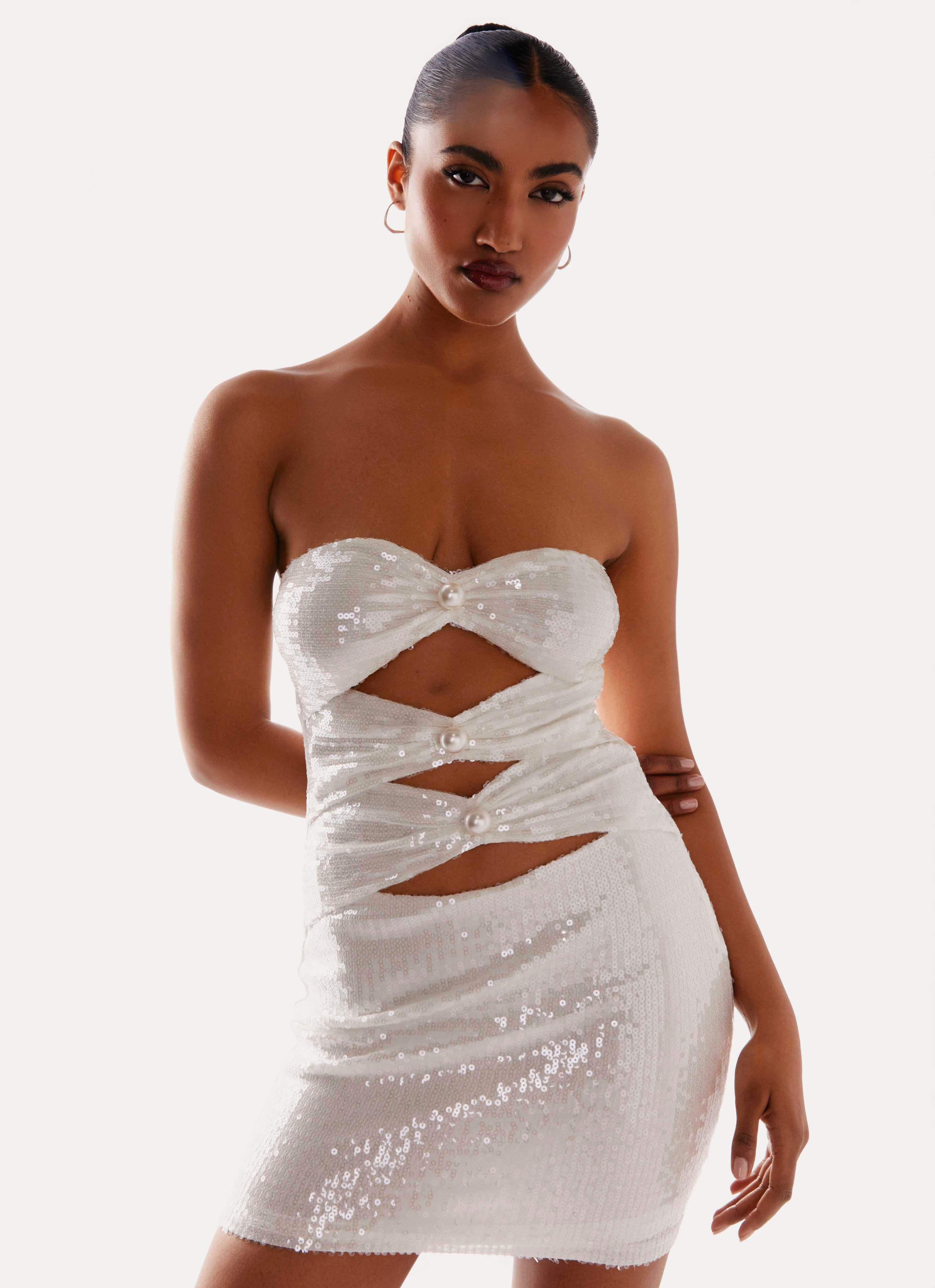 Clyra Sequin Mini Dress Ivory