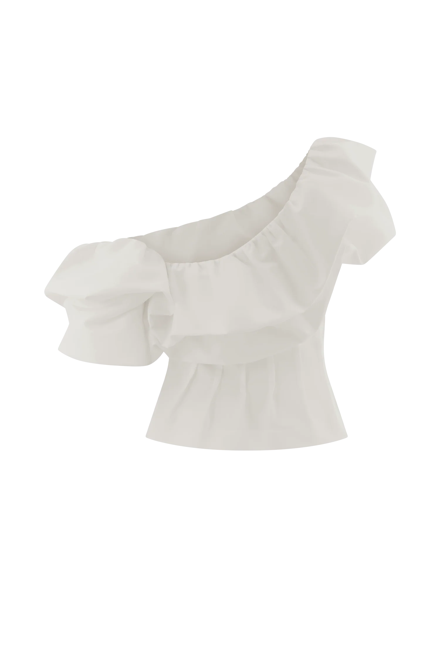 Debbie One Shoulder Bubble Top White